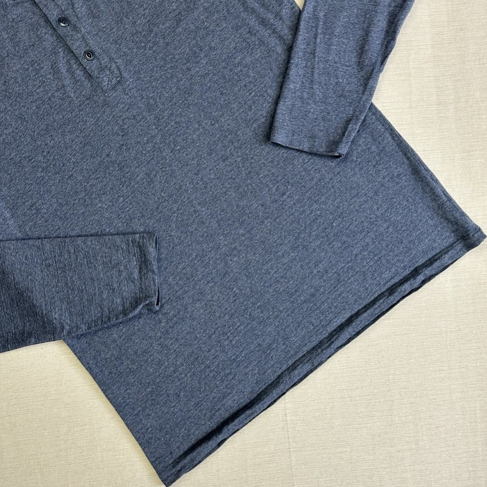 Taylor Stitch Merino Base Henley Men 40 Med Blue Heather Long Sleeve Wool Shirt - Picture 3 of 9